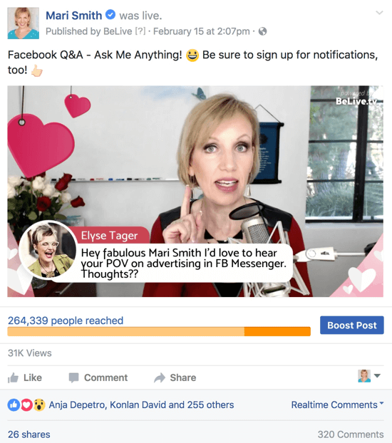 Post de facebook que se utiliza como ejemplo